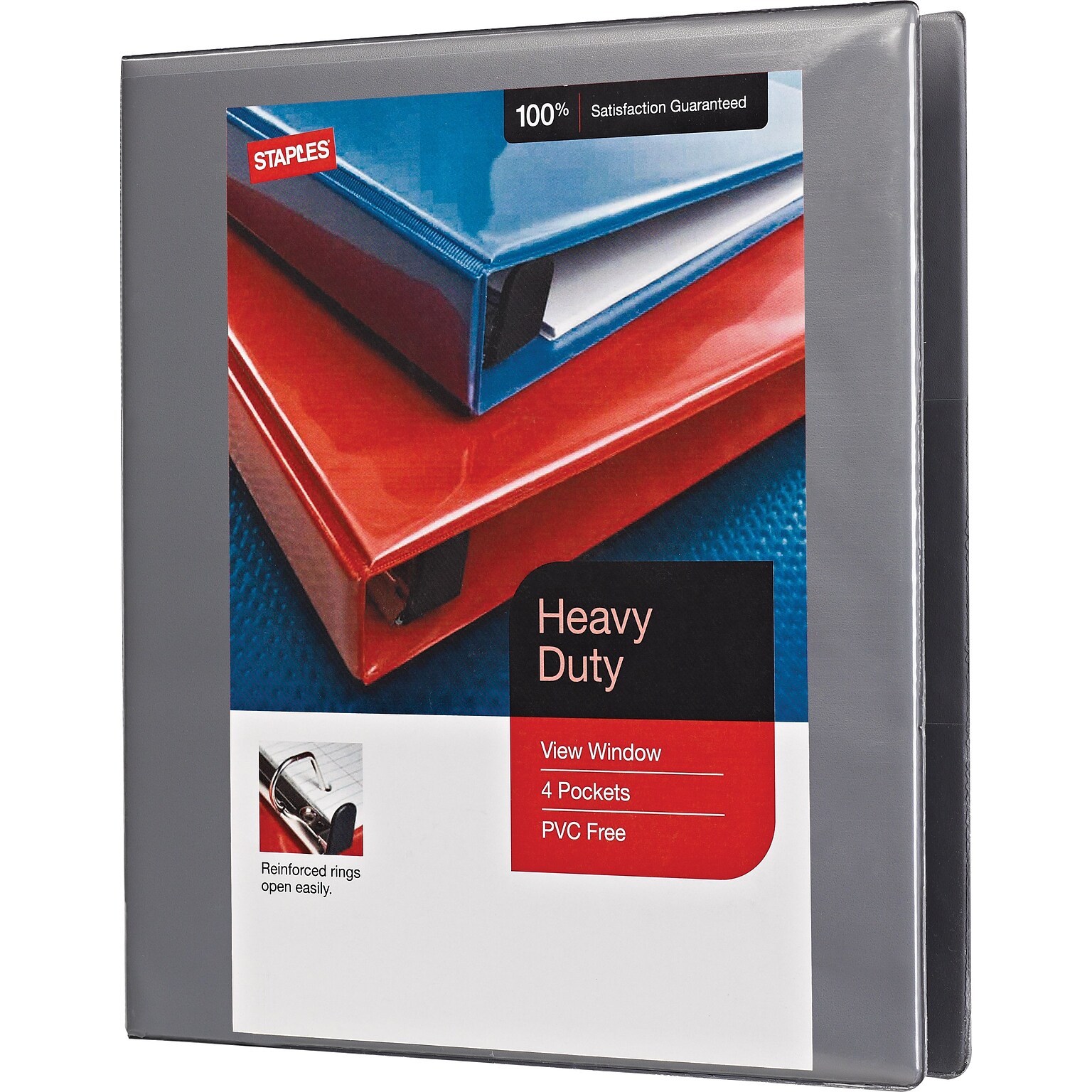 Staples® Heavy Duty 1 3 Ring View Binder with D-Rings, Gray (ST56329-CC)