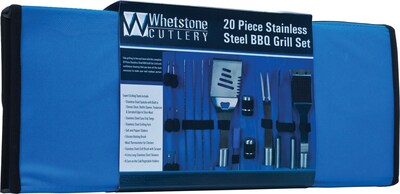 Whetstone 20 Piece Stainless Steel BBQ Grill Set with Case