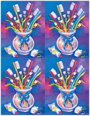 Dental Postcards; for Laser Printer; Toothbrushes in a Cup, 100/Pk