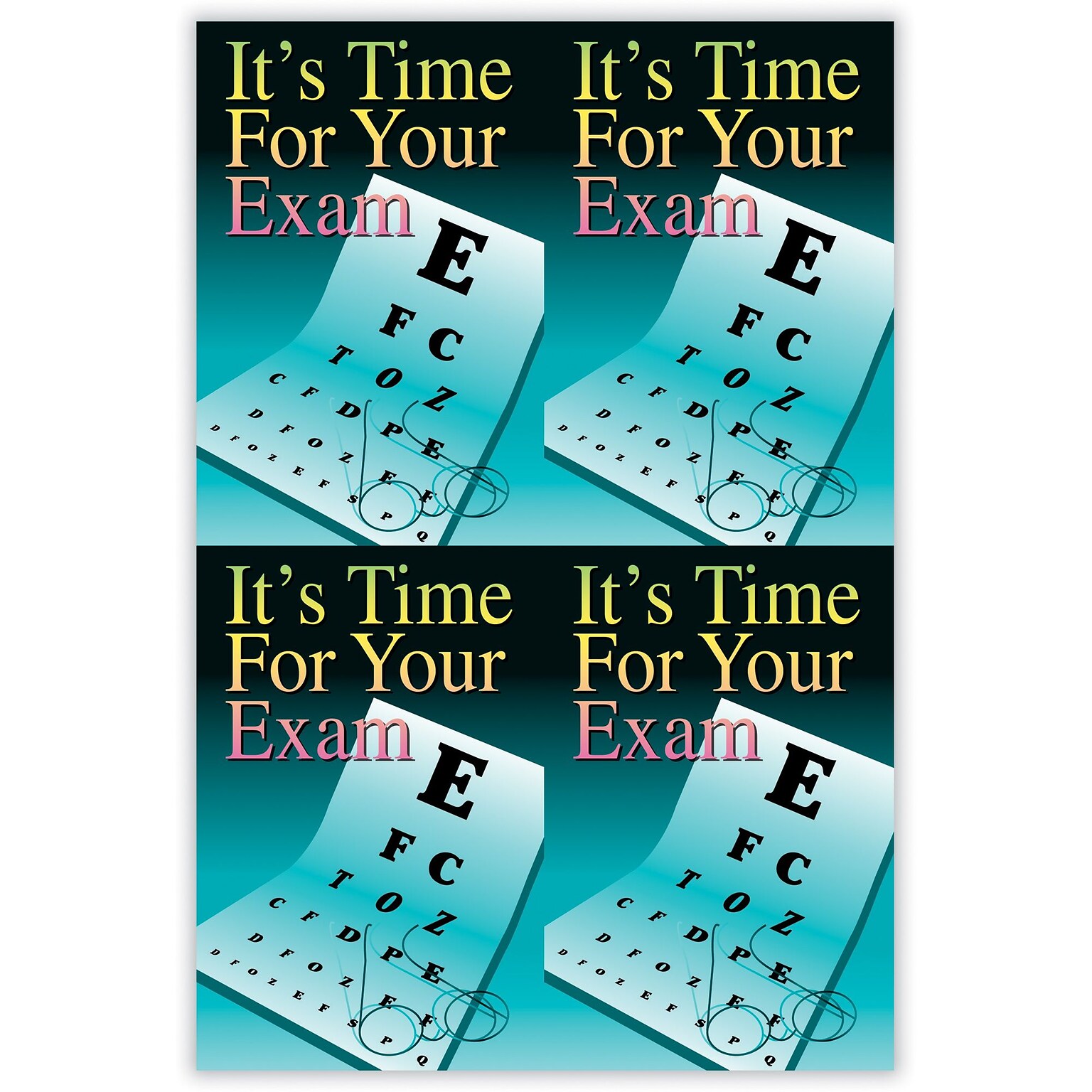 Eye Care Postcards; for Laser Printer; Glasses Eye Chart, 100/Pk