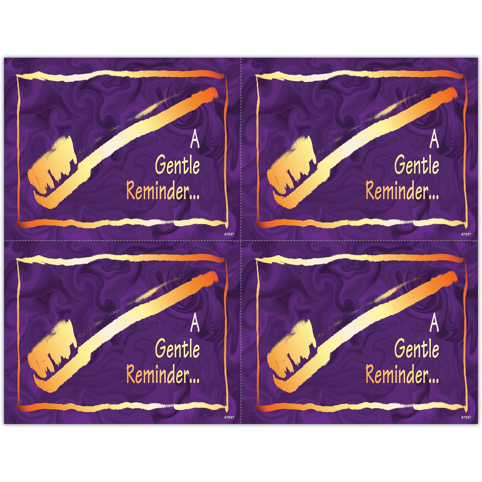Gentle Dental Postcards; for Laser Printer; Elegant Brush in Gold, 100/Pk