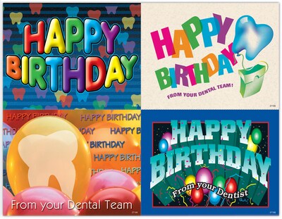 Dental Assorted Postcards; for Laser Printer; Dental Birthday, 100/Pk