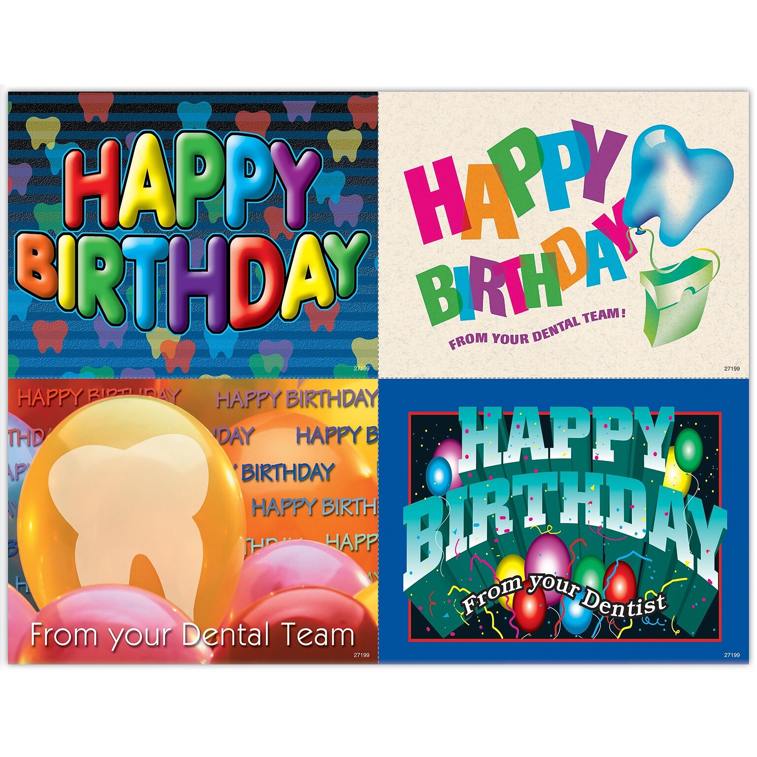 Dental Assorted Postcards; for Laser Printer; Dental Birthday, 100/Pk