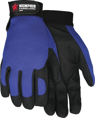 Memphis Gloves® Fasguard™ Clarino® Synthetic Leather Palm Multi-Task Gloves, Blue/Black, Medium