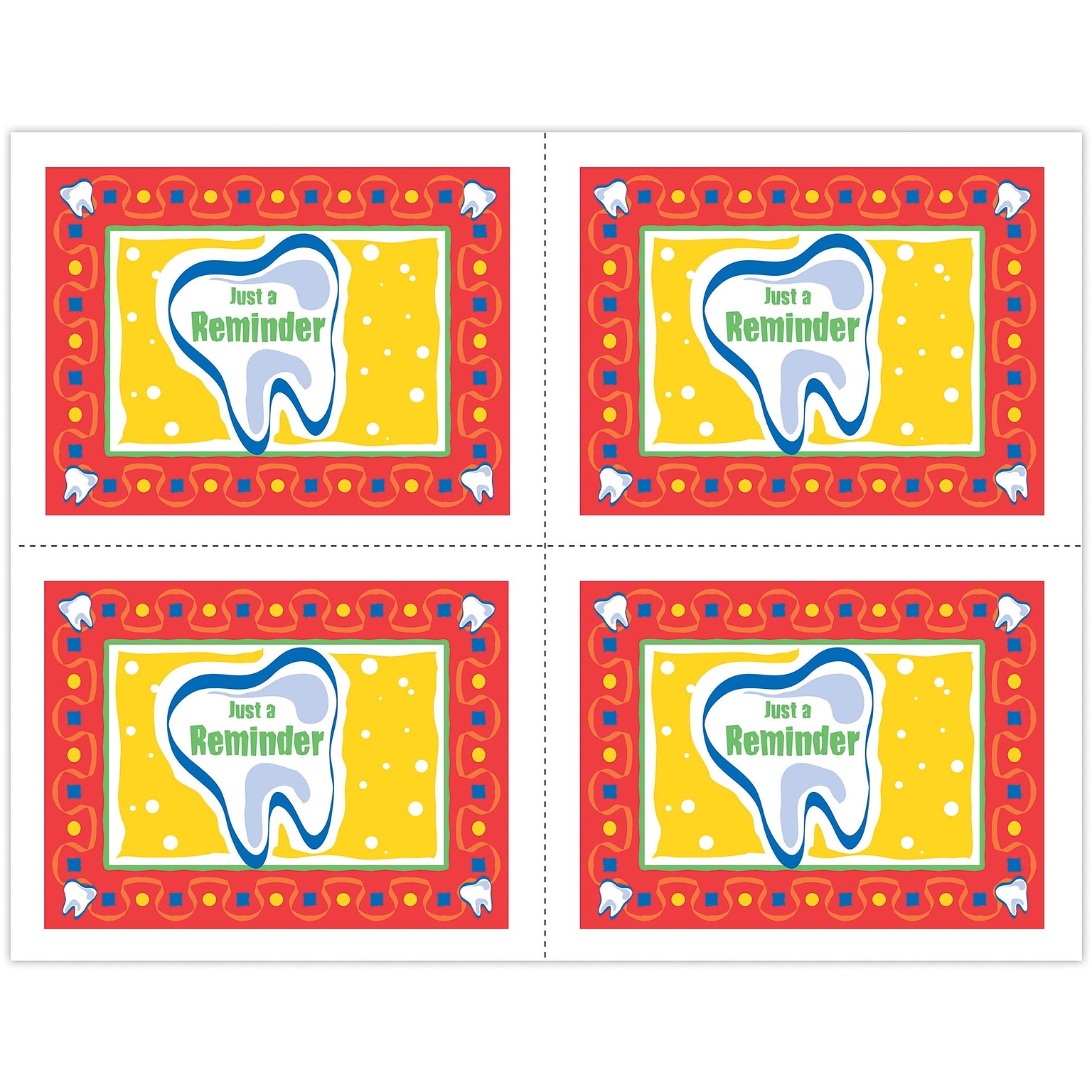 Graphic Image Postcards; for Laser Printer; Large Tooth, Reminder, 100/Pk