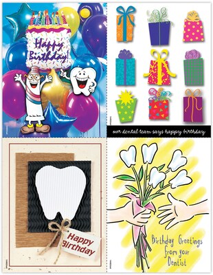 Graphic Image Assorted Postcards; for Laser Printer; Happy Birthday from Dentist, 100/Pk
