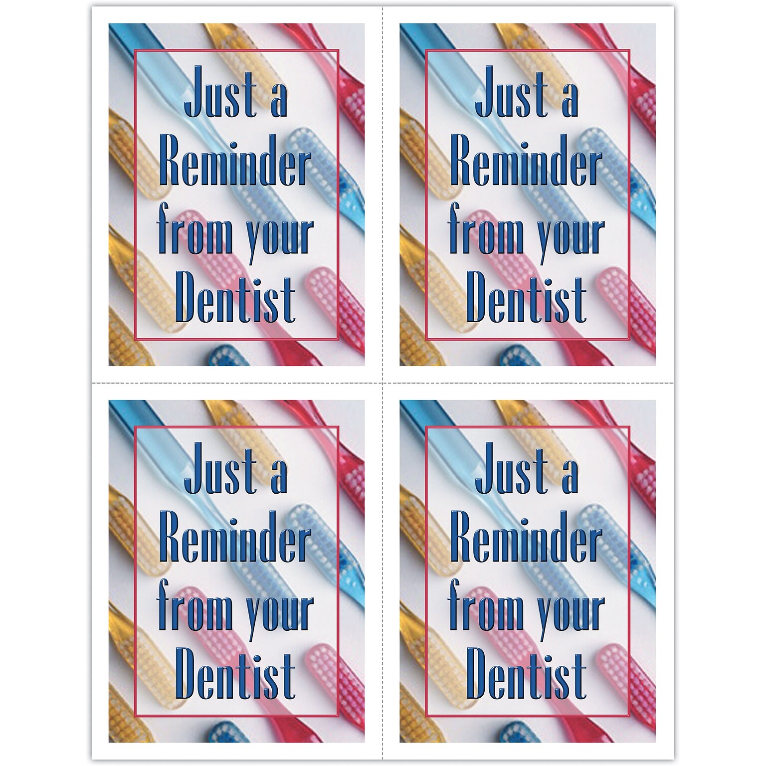 Graphic Image Postcards; for Laser Printer; Toothbrushes/Reminder, 100/Pk