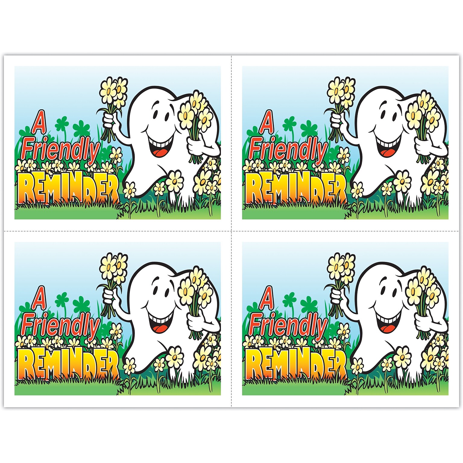 Smile Team™ Postcards; for Laser Printer; Daisies/Tooth, 100/Pk