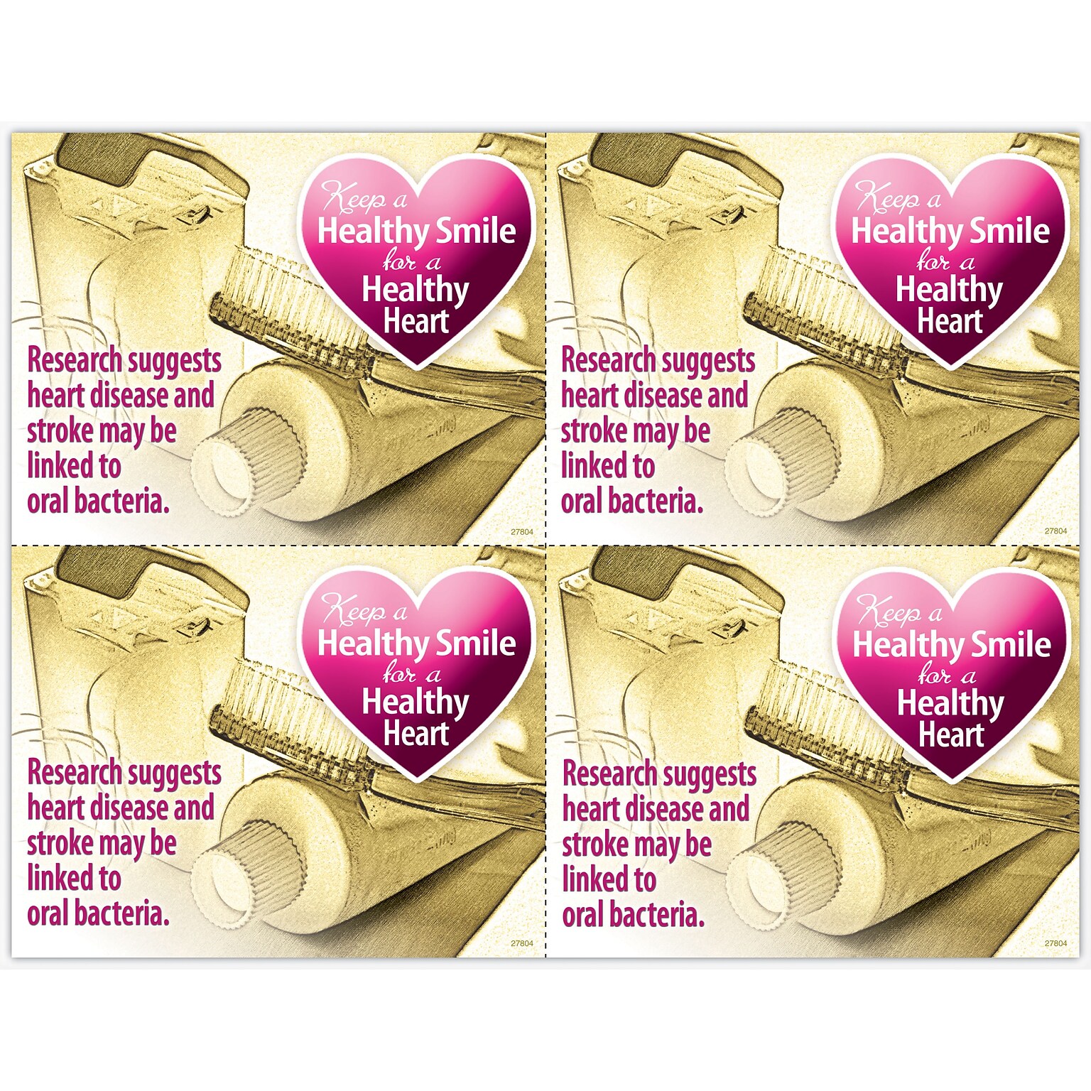 Graphic Image Postcards; for Laser Printer; Healthy Smile, Healthy Heart, 100/Pk