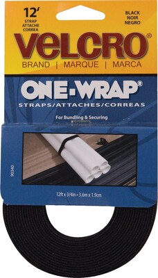 Velcro One Wrap 0.75 x 144 Hook and Loop Fastener Straps, Black (VEK90340)