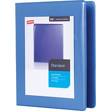 Staples® Standard 5-1/2 x 8-1/2 Mini View Binder with Round Rings, Periwinkle, 180 Sheet Capacity,