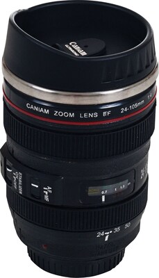 Whetstone Camera Lens Stainless Steel Coffee Mug, 12 oz., Black (82-260FQ)