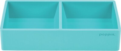Poppin This + That 2-Compartment Silicone Accessory Tray, Aqua (100440)