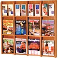 Wooden Mallet Oak & Acrylic Literature Display Racks; 12-Magazine/24 Brochure, Medium Oak