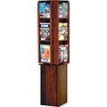 Wooden Mallet Solid Wood Literature Display Racks; Mahogany, 12-Pocket Revolving Floor Rack