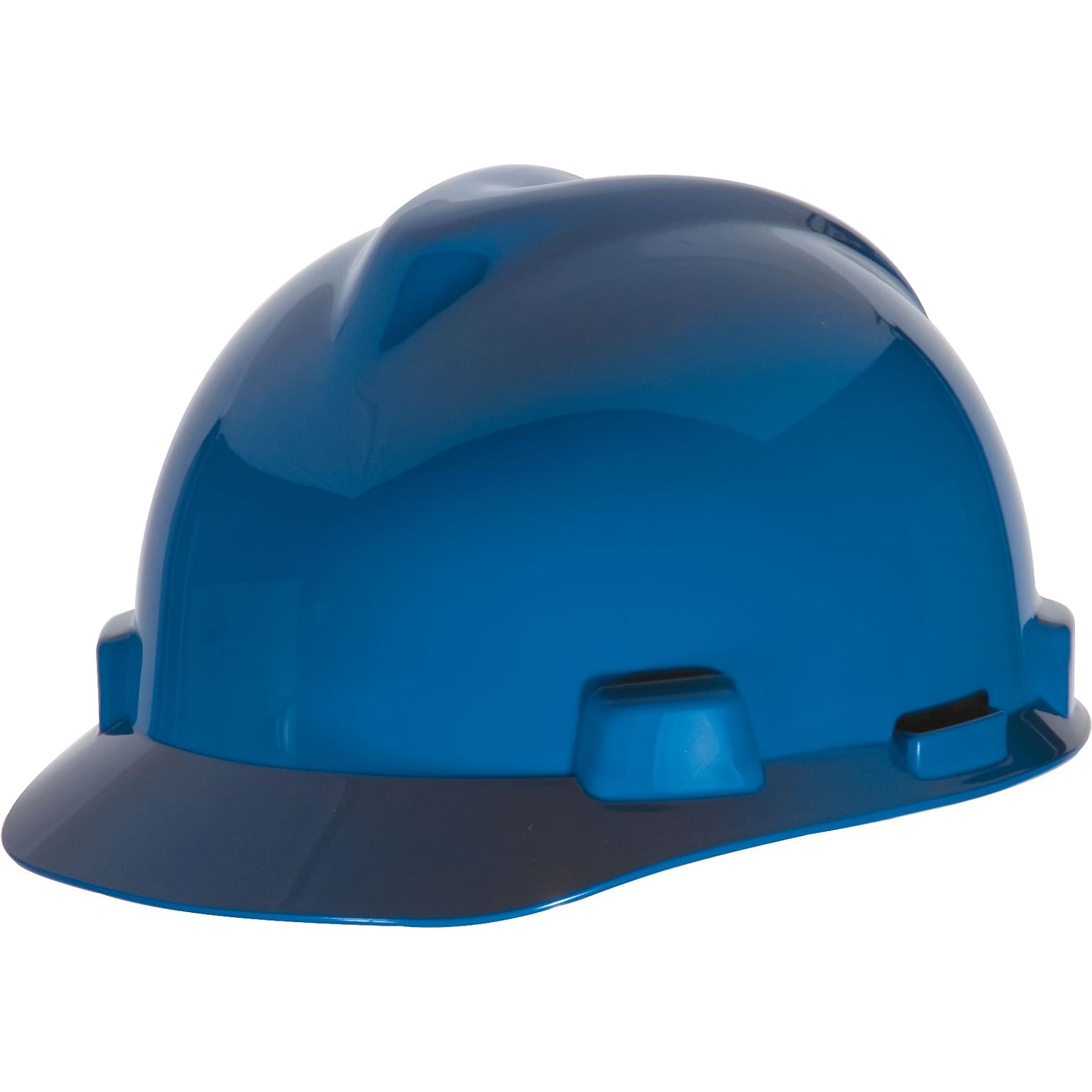 Mine Safety Appliances V-Gard Polyethylene 4-Point Ratchet Suspension Short Brim Safety Helmet, Blue (477483)