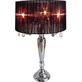 Elegant Designs Trendy Sheer Black Shade Table Lamp With Hanging Crystals, Chrome Finish