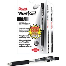 Pentel WOW! Retractable Gel Pens, Medium Point, Black Ink, 24/Pk (K437ASW2)