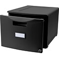 Storex One Drawer Mini File Cabinet with Lock, Legal/Letter Size, Black (61265B01C)
