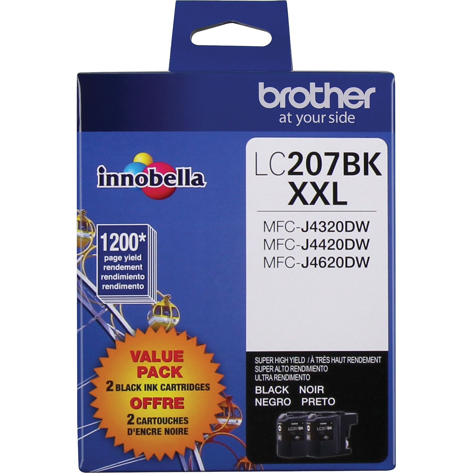 Brother LC2072PKS Black Extra High Yield Ink Cartridge,  2/Pack