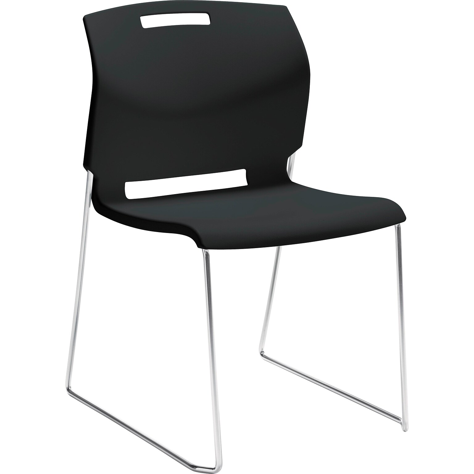 Global Popcorn™ Plastic Stack Chair without Arms, Asphalt Black, 4/Ct (TD6711-BLK)