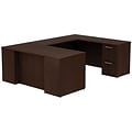 Bush Business Furniture Emerge 72W Bow Front Office Desk w/ 2 Pedestals, Credenza & Hutch, Mocha Cherry, Installed (300S031MRFA)