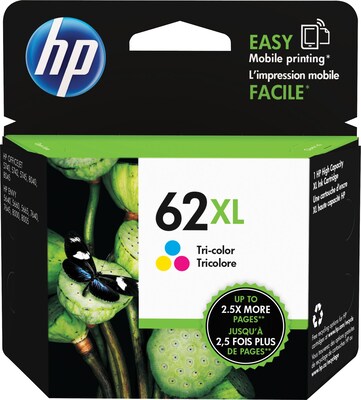 HP 62XL Tri-Color High Yield Ink Cartridge (C2P07AN#140), print up to 415 pages