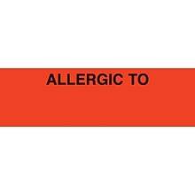 Medical Arts Press® Allergy Warning Medical Labels, Allergic To:, Fluorescent Red, 3/4x2-1/2, 300 L