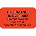 Past Due Collection Labels, This Balance Is Overdue!, Fluorescent Red, 7/8x1-1/2, 500 Labels