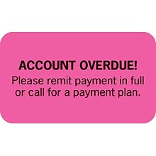 Medical Arts Press®  Past Due Collection Labels, Account Overdue, Fluorescent Pink, 7/8x1-1/2, 500