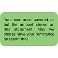 Medical Arts Press® Patient Insurance Labels, Insurance Covered/All But Amount, Fl Green, 7/8x1-1/2