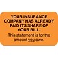 Patient Insurance Labels, Your Insurance Co. Paid, You Owe, Fl Orange, 7/8x1-1/2", 500 Labels