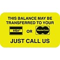 Medical Arts Press® Reminder & Thank You Collection Labels, Visa/MC Payment, Fl Chartreuse, 7/8x1-1/