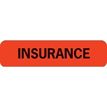 Insurance Chart File Medical Labels, Insurance, Fluorescent Red, 5/16x1-1/4, 500 Labels