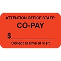 Medical Arts Press® Insurance Chart File Medical Labels, Co-pay, Fluorescent Red, 7/8x1-1/2, 500 La