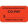 Medical Arts Press® Insurance Chart File Medical Labels, Co-pay, Fluorescent Red, 7/8x1-1/2, 500 La