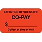 Medical Arts Press® Insurance Chart File Medical Labels, Co-pay, Fluorescent Red, 7/8x1-1/2", 500 Labels