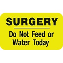 Medical Arts Press® Diet and Medical Alert Labels, Surgery - Do Not Feed or Water, Fl Chartreuse, 7/