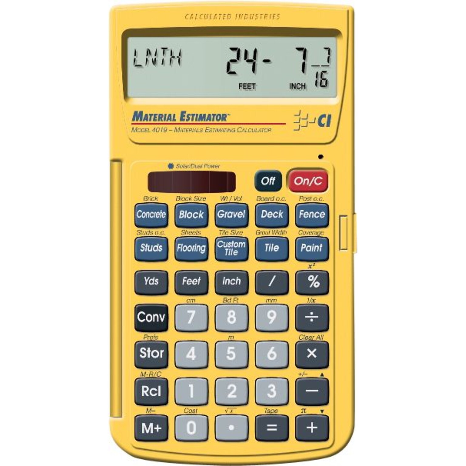 Calculated Industries 4019 Material Estimating Calculator, Yellow