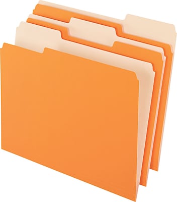Pendaflex Two-Tone File Folders, 1/3 Cut Top Tab, Letter, Orange/Light Orange, 100/Box