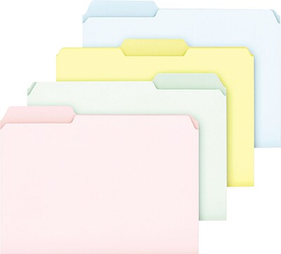 Pendaflex Pastel Color File Folders, 1/3 Cut Top Tab, Letter, Assorted, 100/Box