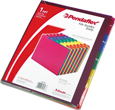 Pendaflex File Guide, 1-31 Index, 5-Tab, Letter Size, Magenta/Blue/Green/Yellow/Red, 31/Set (PFX 401