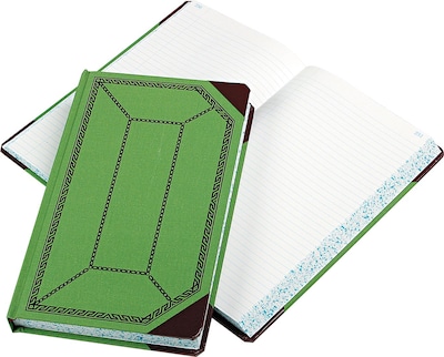 Boorum & Pease Record Book, 7 5/8 x 12 1/2, Green/Red, 250 Sheets/Book (67 1/8-500-R)