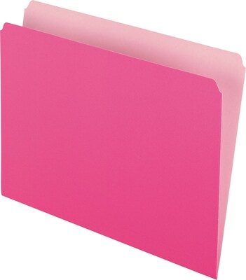Pendaflex Two-Tone File Folder, Straight Cut, Letter Size, Pink, 100/Box (PFX 152 PIN)