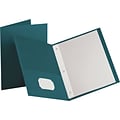 Oxford Twin-Pocket Folders with 3 Fasteners, Letter, 1/2 Capacity, Teal, 25/Bx
