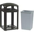 Rubbermaid® Landmark Series Dome-Top Trash Containers, 3958 Rigid Liner, Sable, 35 gal. (FG397000SBLE)