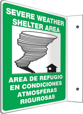Accuform Severe Weather Shelter Area Projection Sign, Black/Blue/White, 12H x 9W (SBPSP442)