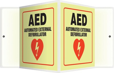 Accuform AED Automated External Defibrillator Projection Sign, Black/Red/White, 6H x 5W (PSP861)