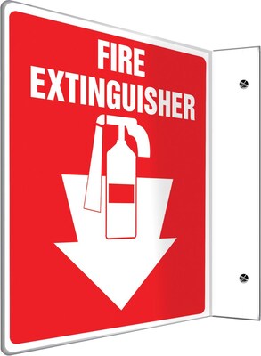 Accuform Fire Extinguisher Projection Sign, White/Red, 8H x 8W (PSP707)