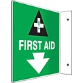 Accuform First Aid Projection Sign, 8H x 8W, White/Black/Green (PSP712)